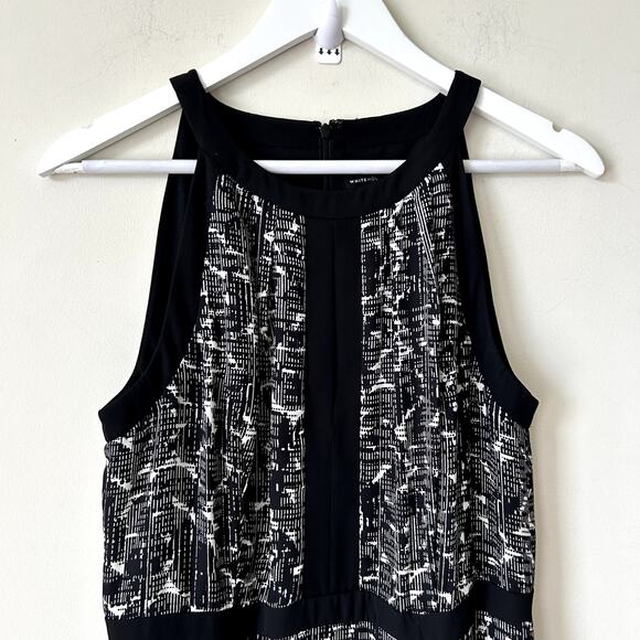 White House Black Market Printed Maxi Dress Size 8 Slit Flowy Romantic Long - Picture 3 of 12